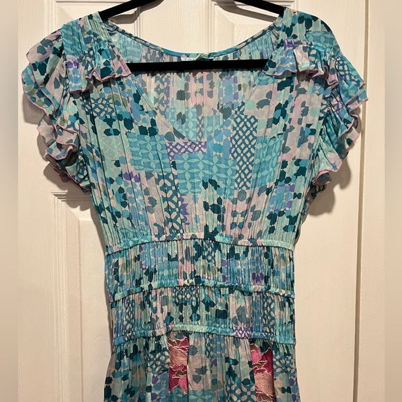 Taj by Sabrina Crippa blue floral embroidered dress NWT - Picture 3 of 7